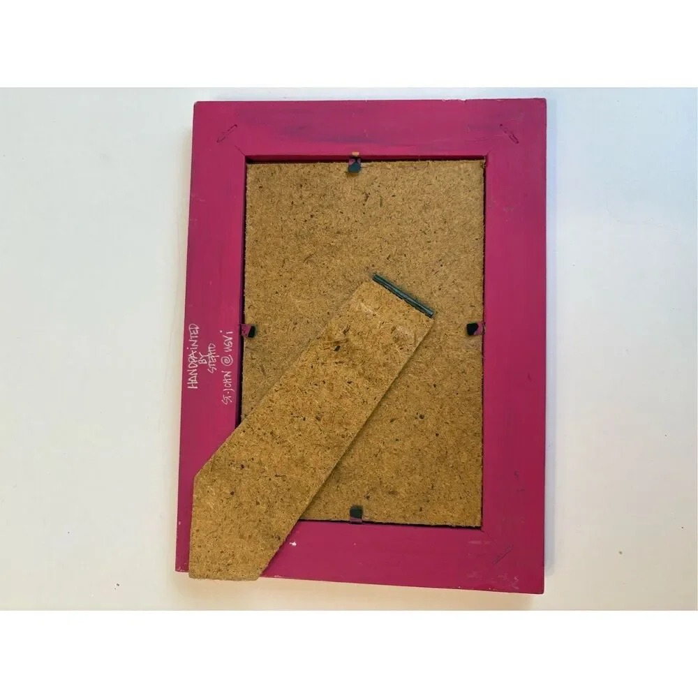 Hand Painted 4x6 Picture Frame Pink Purple Blue Yellow Orange